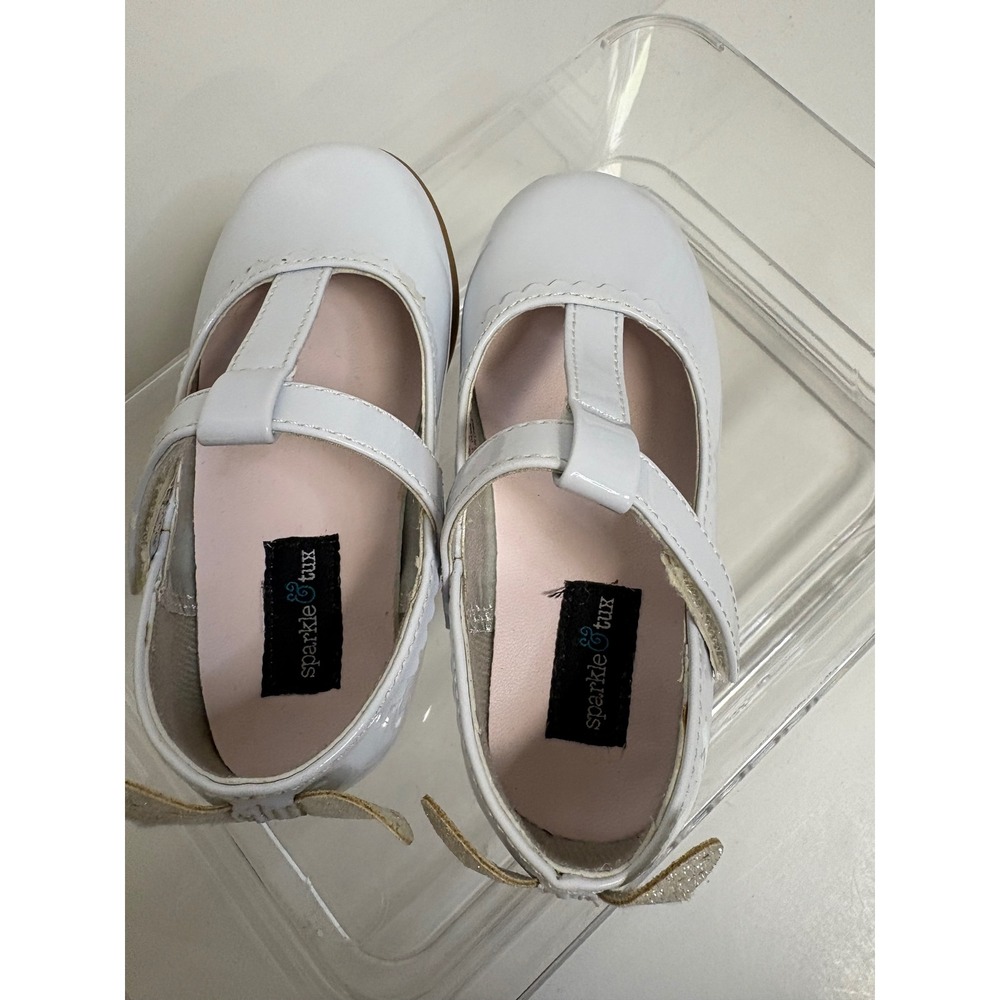 Sparkle & Tux, Toddler White T-strap Flats, Mary Jane Style, Toddler Size 8 Med‎ - Picture 5 of 9